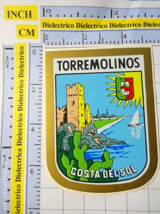 Adesivi di collezione: PEGATINA DE TURISMO HER&Aacute;LDICA. ESCUDO HER&Aacute;LDICO. TORREMOLINOS M&Aacute;LAGA. DOBLE CARA. 11