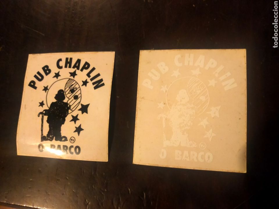 Pegatinas de colecci&oacute;n: 2 pegatinas pub Chaplin o barco Galicia