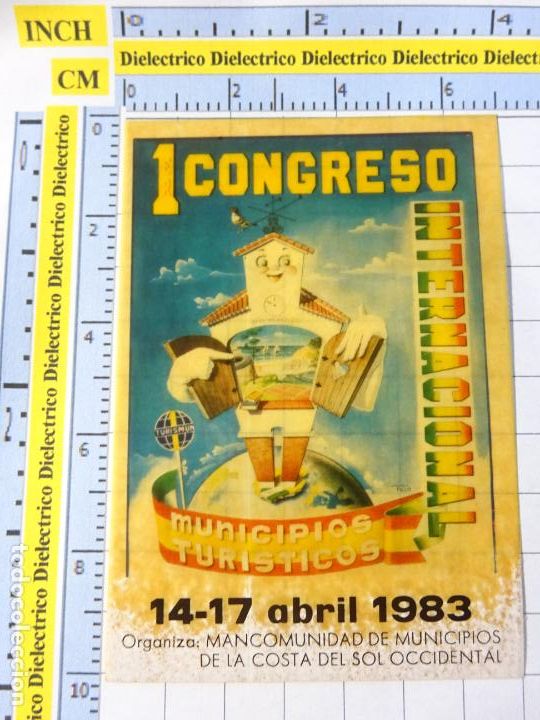Autocollants de collection: PEGATINA A&Ntilde;O 1983. 1 CONGRESO INTERNACIONAL DE MUNICIPIOS TUR&Iacute;STICOS COSTA DEL SOL. 186