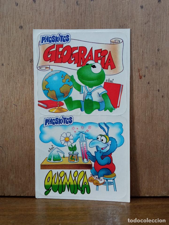 Pegatinas de colecci&oacute;n: Phoskitos, geograf&iacute;a, qu&iacute;mica.