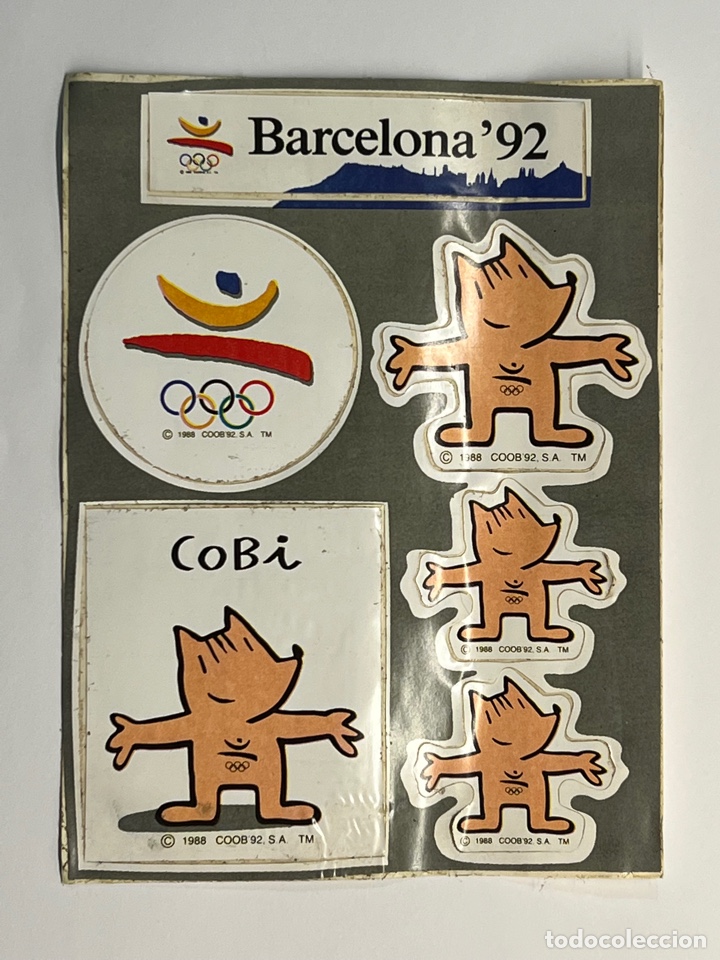 Pegatinas de colecci&oacute;n: COBI. Barcelona 92, Hoja con 6 pegatinas troqueladas&hellip;