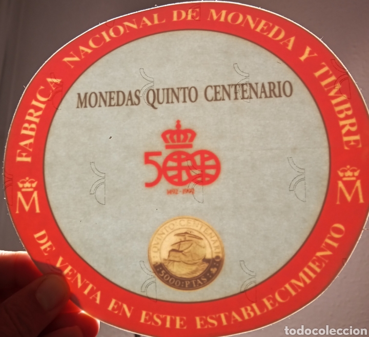 Pegatinas de colecci&oacute;n: PEGATINA PARA CRISTAL. MONEDAS DEL QUINTO CENTENARIO
