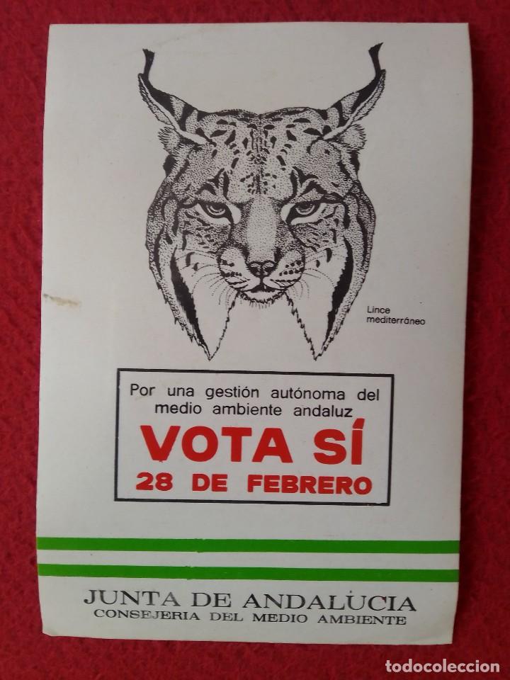 Adesivi di collezione: ANTIGUA PEGATINA ADHESIVO STICKER POL&Iacute;TICA VOTA S&Iacute; 28 FEBRERO JUNTA DE ANDALUC&Iacute;A LINCE MEDITERR&Aacute;NEO.