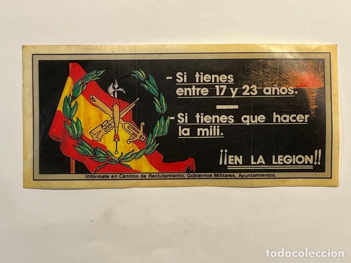 Pegatinas de colecci&oacute;n: EN LA LEGI&Oacute;N.. Adhesivo publicidad.. Al&iacute;state!!! joven si tienes entre 17 y 23 a&ntilde;os&hellip; inf&oacute;rmate&hellip;