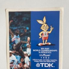 Pegatinas de colección: PEGATINA TDK 1993 4TH IAAF WORLD CHAMPIONSHIPS STUTTGART. Lote 356582375