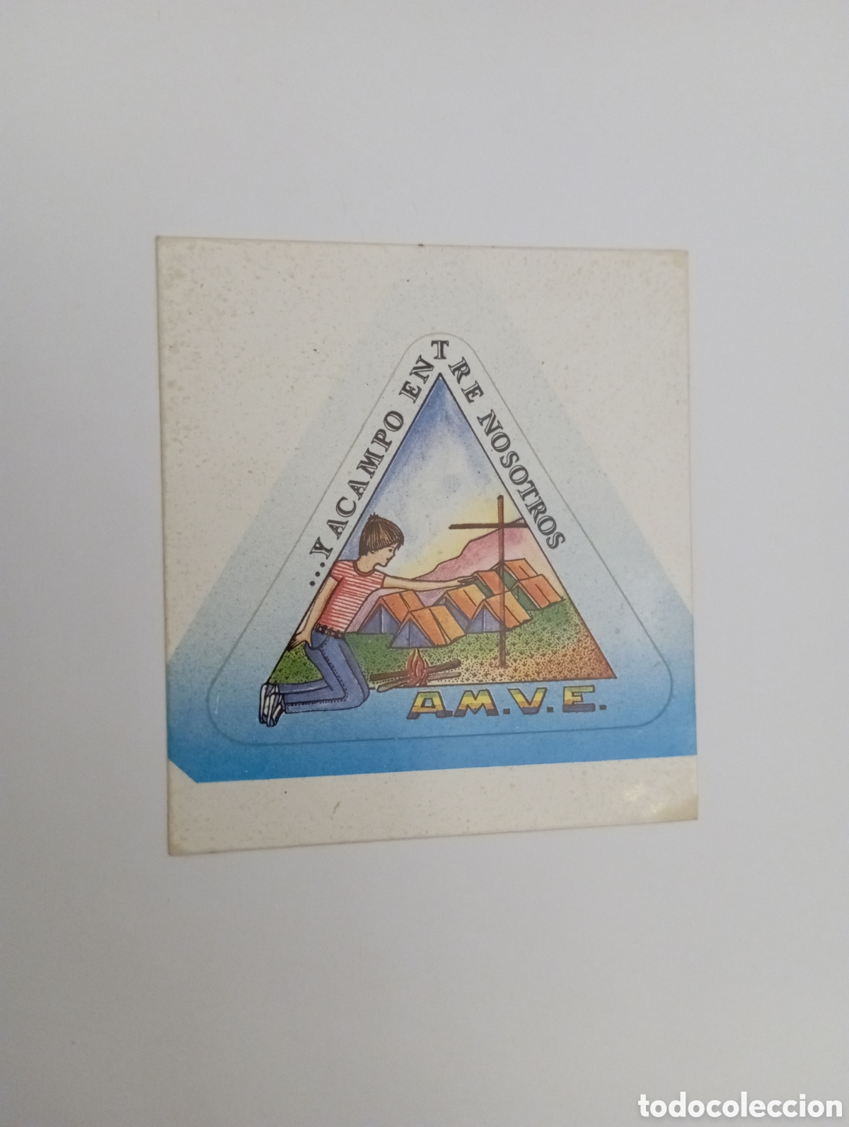 Autocollants de collection: PEGATINA PROMOCIONAL AMVE Y ACAMPO ENTRE NOSOTROS A&Ntilde;OS 80 A.M.V.E