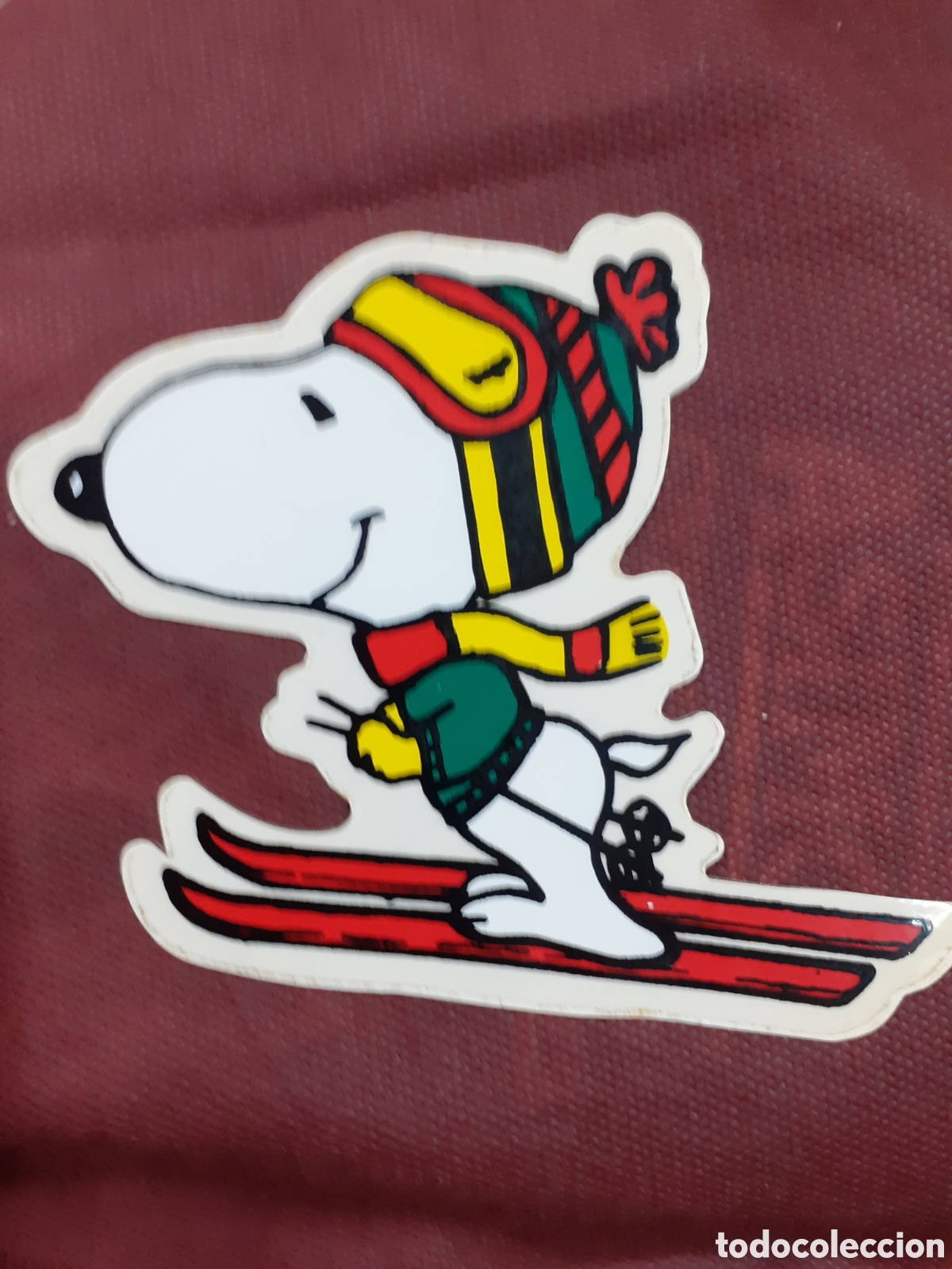 Pegatinas de colecci&oacute;n: ADHESIVO ETIQUETA SNOOPY ESQUIANDO