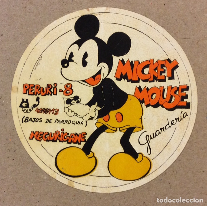 Autocollants de collection: GUARDER&Iacute;A MICKEY MOUSE (NEGURIGANE - LEIOA). ANTIGUA PEGATINA PUBLICITARIA (A&Ntilde;OS 80).