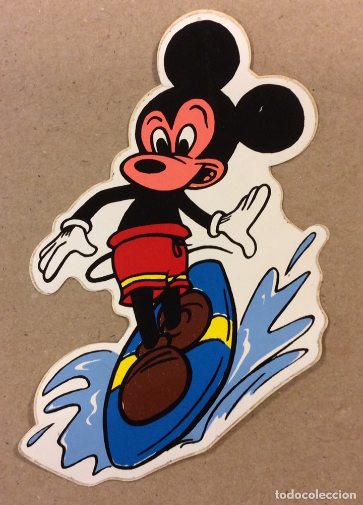 Autocollants de collection: MICKEY MOUSE HACIENDO SURF. ANTIGUA PEGATINA SIN USAR. WALT DISNEY.