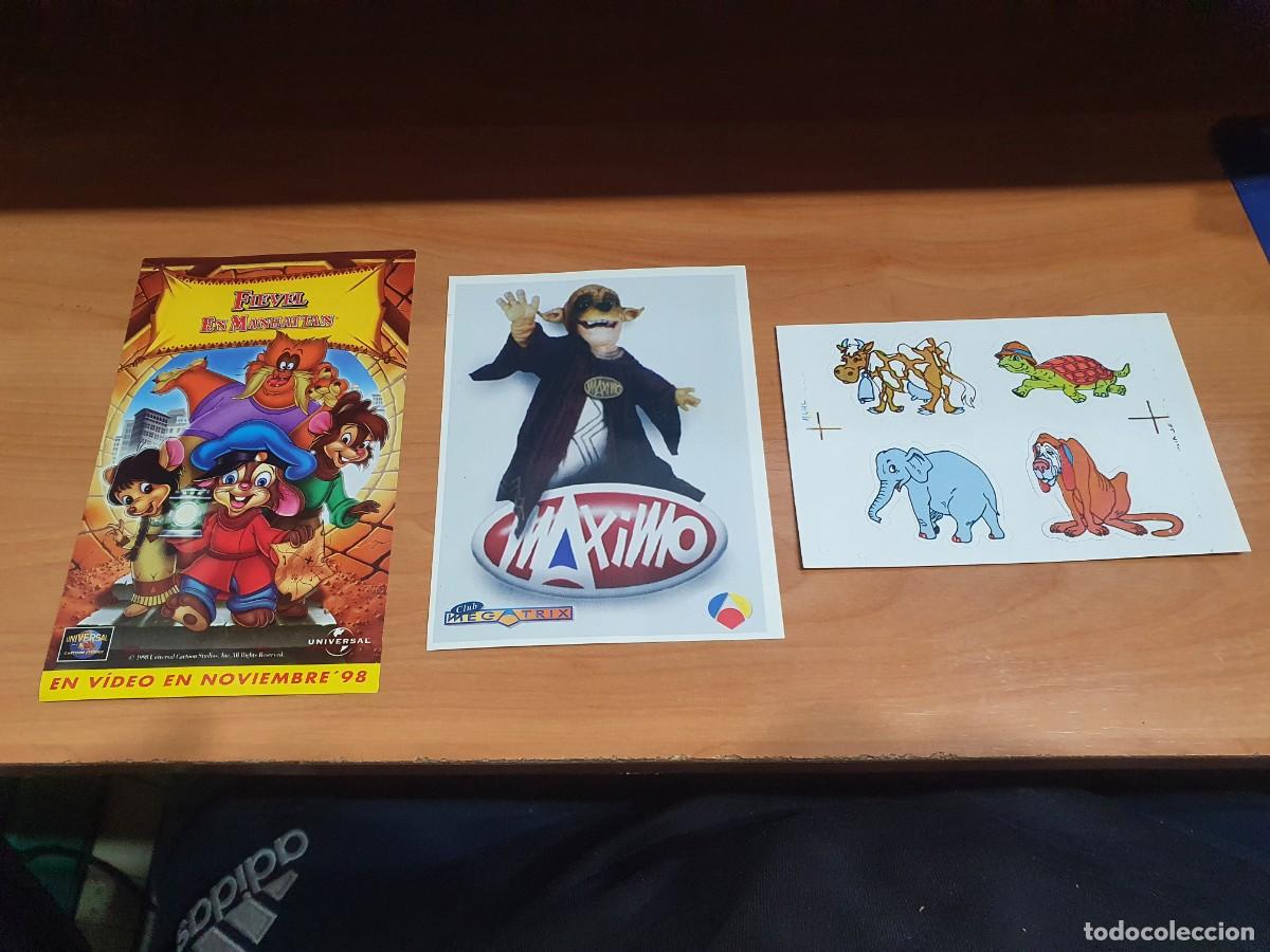 Pegatinas de colecci&oacute;n: Lote 1791. Pegatinas (estreno en video de Fievel en Manhattan, Megatrix/M&aacute;ximo, y otra de animales