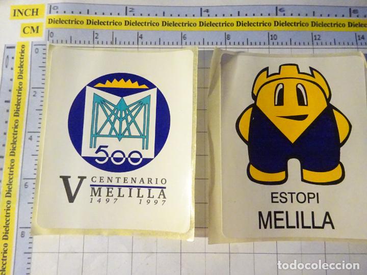 Collection stickers: 2 PEGATINAS DEL V CENTENARIO DE MELILLA 1497 1997. ESCUDO ESTOPI.