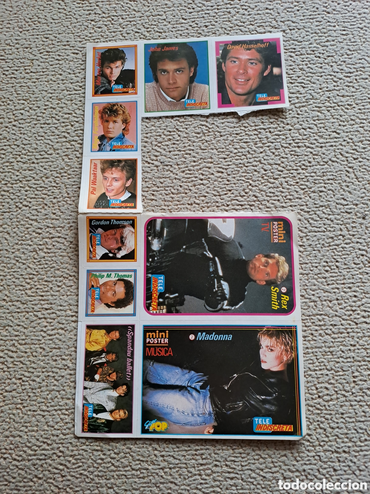 Pegatinas de colecci&oacute;n: ADHESIVO SIN PEGAR TELE INDISCRETA MINI POSTER MADONNA REX SMITH SPANDAU BALLET A HA MIAMI VICE