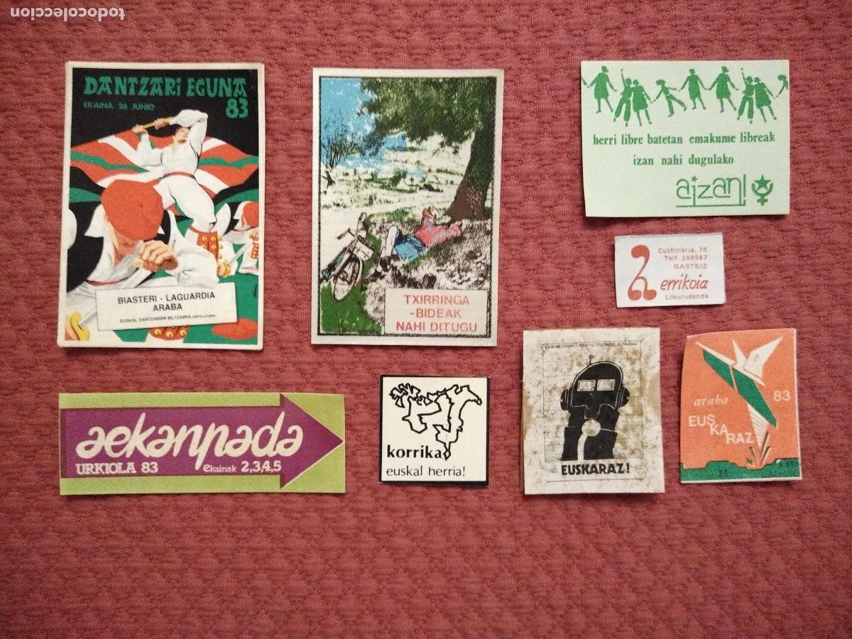 Pegatinas de colecci&oacute;n: ADHESIVOS VASCOS A&ntilde;os 80 Euskadi lote de 8