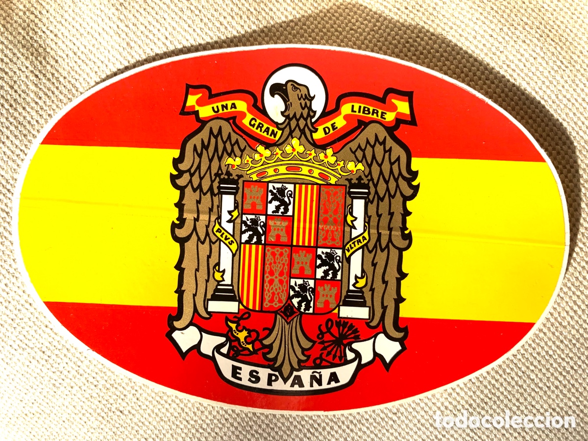 antigua pegatina bandera y escudo de españa fra - Buy Antique and  collectible stickers on todocoleccion