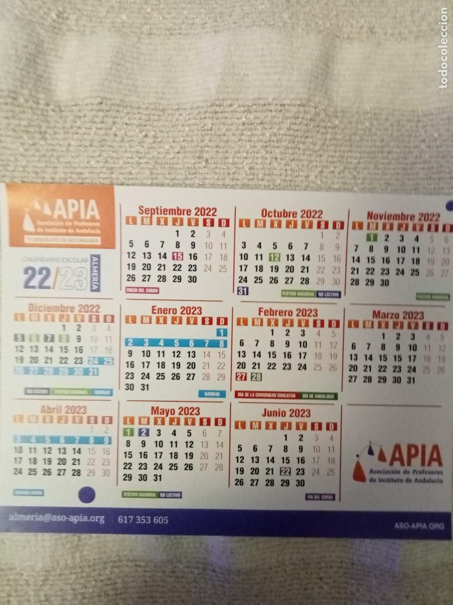 Pegatinas de colecci&oacute;n: Pegatina calendario escolar. Sindicato Apia. 2022-23