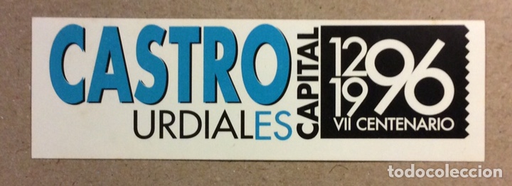Collection stickers: CASTRO URDIALES CAPITAL 1296 - 1996, VII CENTENARIO. PEGATINA PROMOCIONAL NUEVA