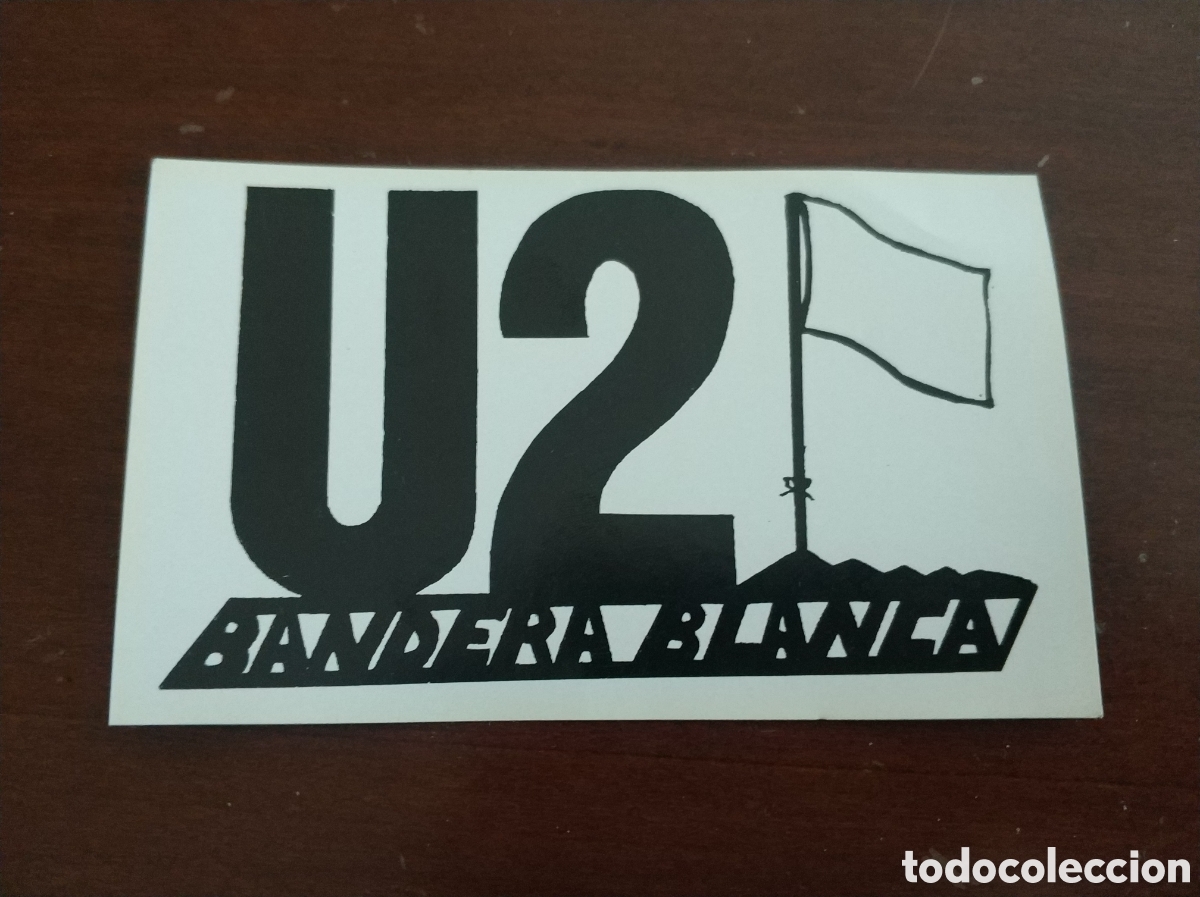 Pegatinas de colecci&oacute;n: U2 Bandera Blanca - Pegatina - Adhesivo -Original A&ntilde;os 80 - Como Nuevo - Dificil