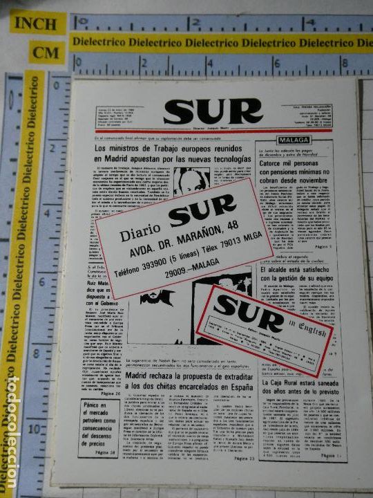 Sammlung von Aufklebern: PEGATINA DE PRENSA PERI&Oacute;DICO DIARIO SUR M&Aacute;LAGA 182