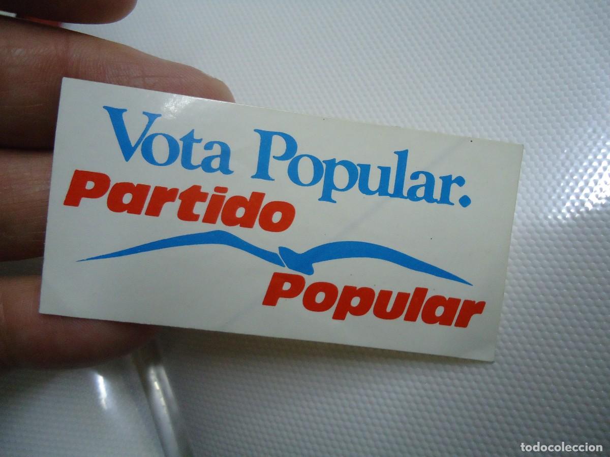Autocollants de collection: 1980 ANTIGUA PEGATINA VOTA POPULAR PARTIDO POPULAR MIDE 4 X 8,5 cm. EN BUEN ESTADO CORREO CERTIFIC