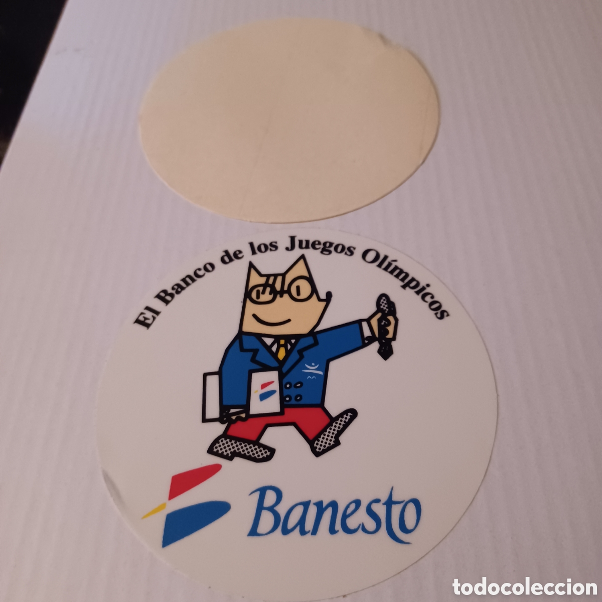 Pegatinas de colecci&oacute;n: Pegatina Barcelona 92 Banesto Cobi El banco de los juegos ol&iacute;mpicos para interior cristal