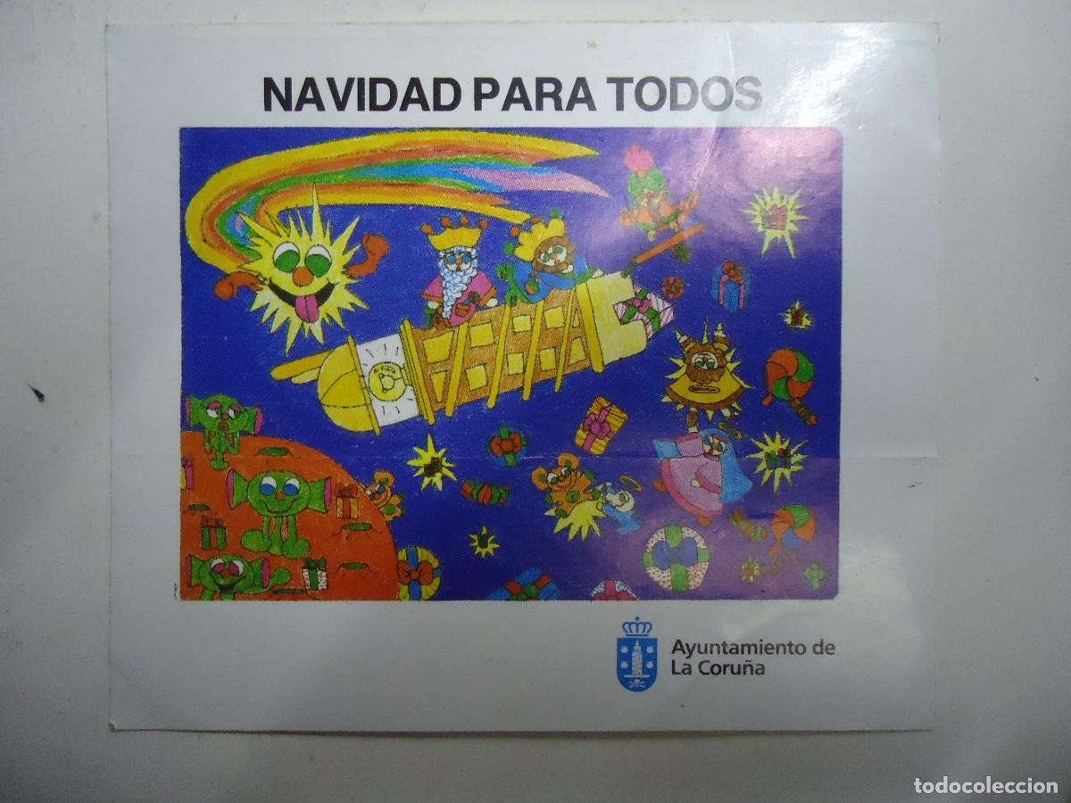 Autocolantes de cole&ccedil;&atilde;o: 1980 ANTIGUA PEGATINA NAVIDAD PARA TODOS AYUNTAMIENTO DE LA CORU&Ntilde;A MIDE 8,5 X 10 cm. EN BUEN ESTADO