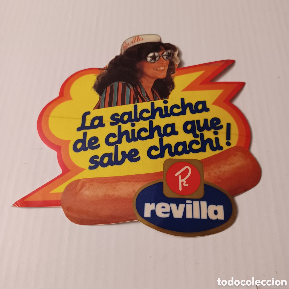 Pegatinas de colecci&oacute;n: Pegatina Adhesivo a&ntilde;os 80 publicidad Revilla La salchicha de chicha que sabe chachi