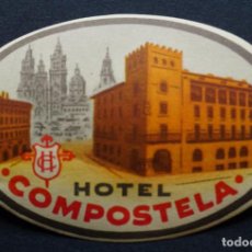 Pegatinas de colección: HOTEL COMPOSTELA, ANTIGUO ADHESIVO OVAL , MEDIDAS 8 X 6 CM