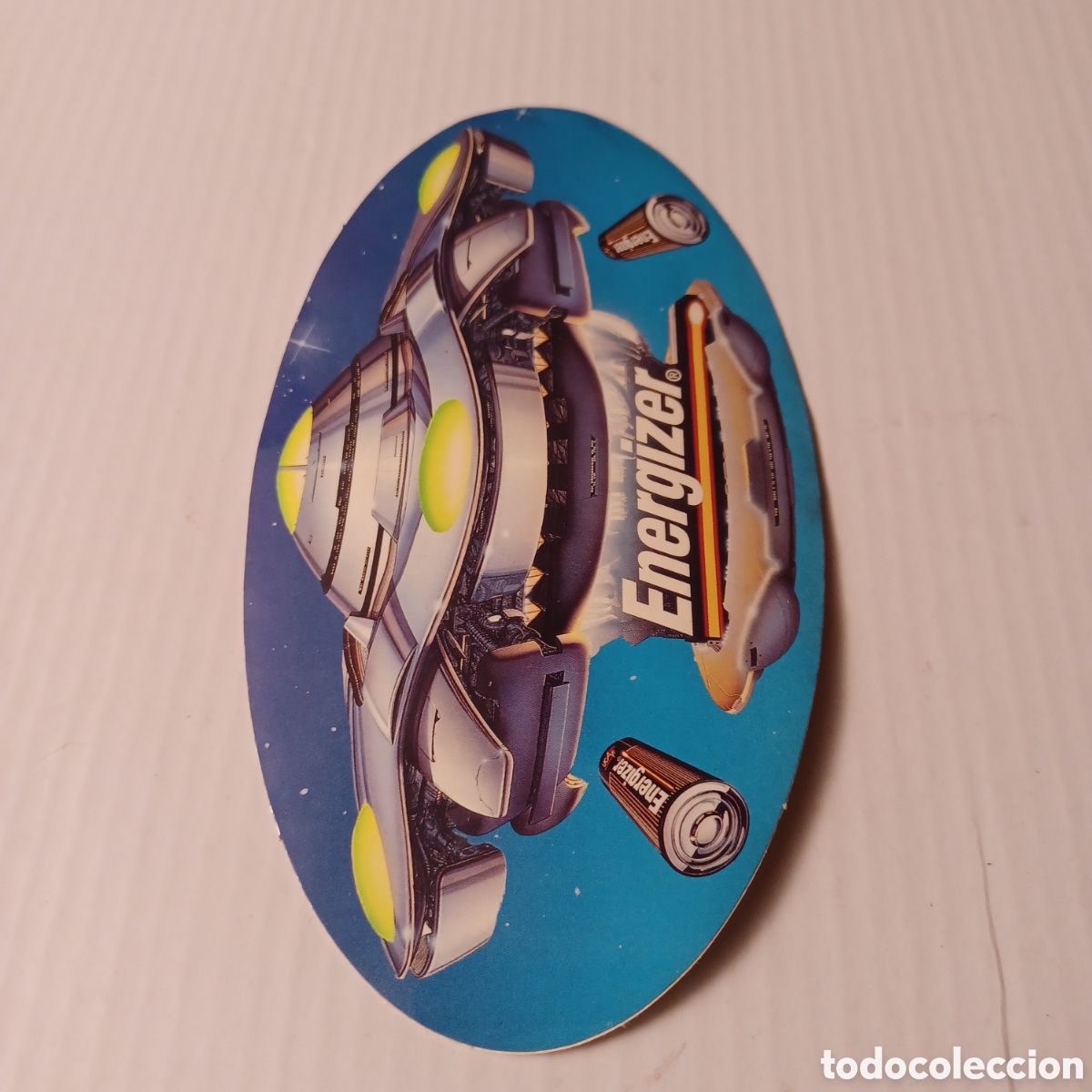 Pegatinas de colecci&oacute;n: Pegatina Adhesivo a&ntilde;os 90 pilas bater&iacute;a Energizer Ovni 15x8 cm