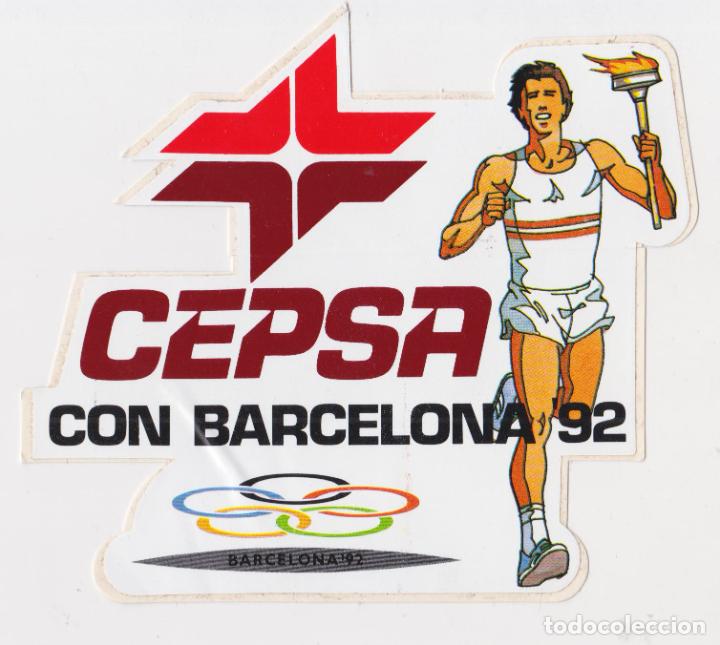 Pegatinas de colecci&oacute;n: PEGATINA CEPSA CON BARCELONA 92 - (10,7X12)