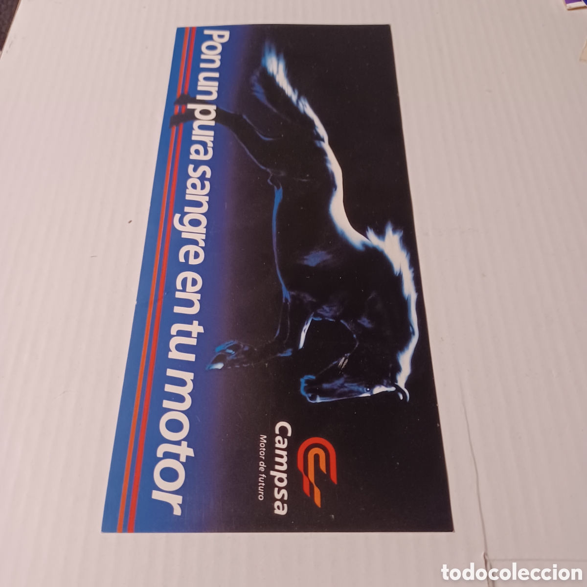 Pegatinas de colecci&oacute;n: Pegatina Adhesivo a&ntilde;os 80 combustibles Campsa Pon un pura sangre em tu motor 20x9 cm