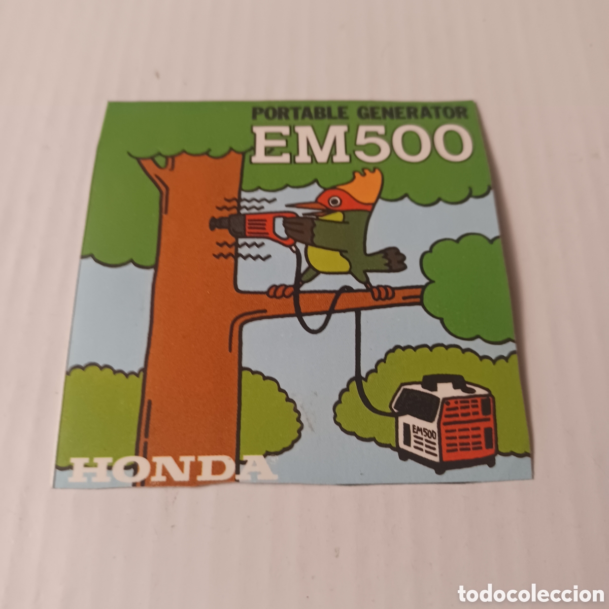 Pegatinas de colecci&oacute;n: Pegatina Adhesivo a&ntilde;os 80 generador port&aacute;til Honda EM500 potable generator 7,5x7,5 cm