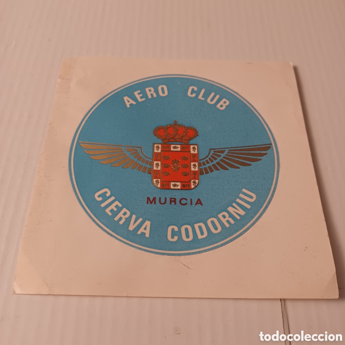 Pegatinas de colecci&oacute;n: Pegatina Adhesivo a&ntilde;os 80 Aero Club Cierva Codorniu Murcia 9 cm diametro