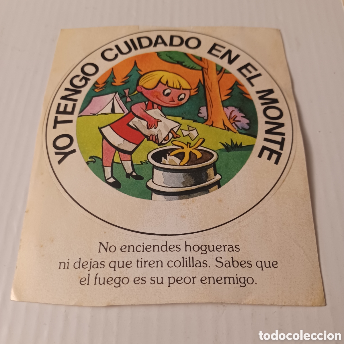 Pegatinas de colecci&oacute;n: Pegatina Adhesivo a&ntilde;os 80 Icona Yo tengo cuidado en el monte 12,5x10,5 cm