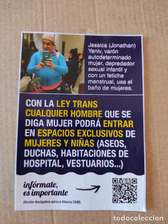 Pegatinas de colecci&oacute;n: PEGATINA PUBLICIDAD POL&Iacute;TICA ACCION DIVULGATIVA AJENA ALIANZA CBM CONTRA LEY TRANS MIDE 10,5 X 7,4CM