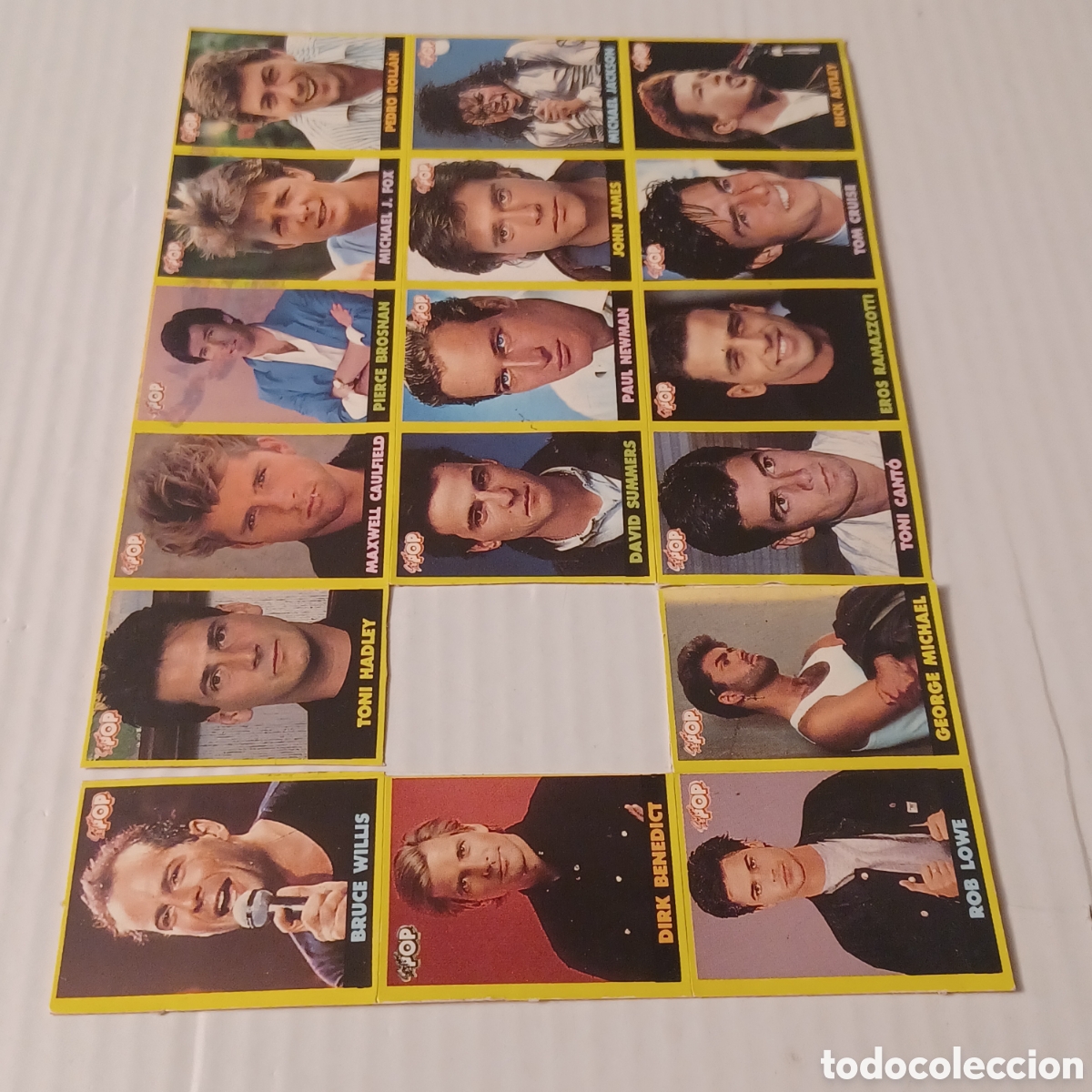 Pegatinas de colecci&oacute;n: Pegatina cromos S&uacute;per Pop plancha 17 adhesivos fotos de famosos cine y musica