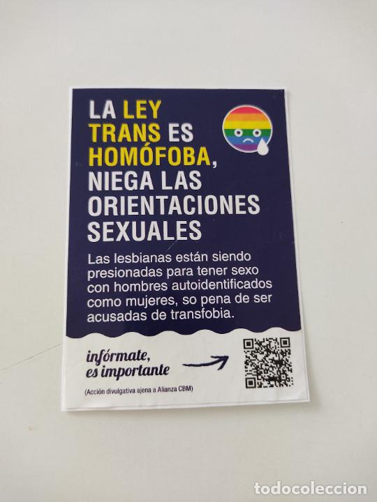 Pegatinas de colecci&oacute;n: PEGATINA PUBLICIDAD POL&Iacute;TICA ACCION DIVULGATIVA AJENA ALIANZA CBM CONTRA LEY TRANS MIDE 7,4 X 10,5CM