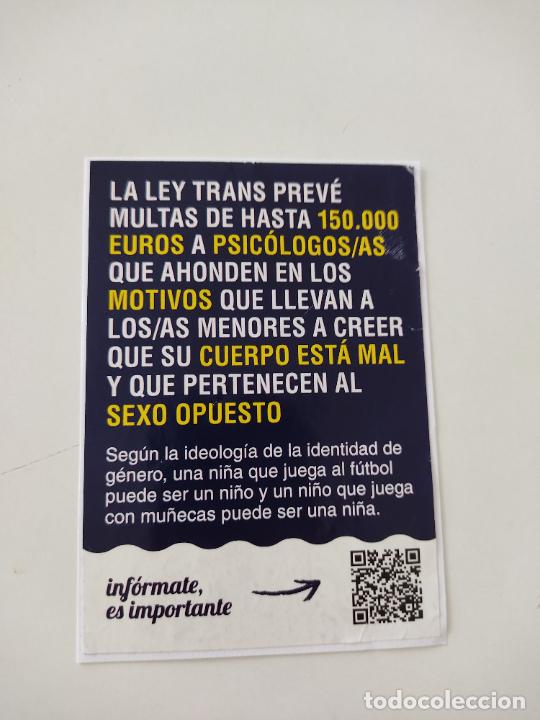 Pegatinas de colecci&oacute;n: PEGATINA PUBLICIDAD POL&Iacute;TICA ACCION DIVULGATIVA AJENA ALIANZA CBM CONTRA LEY TRANS MIDE 7,4 X 10,5CM