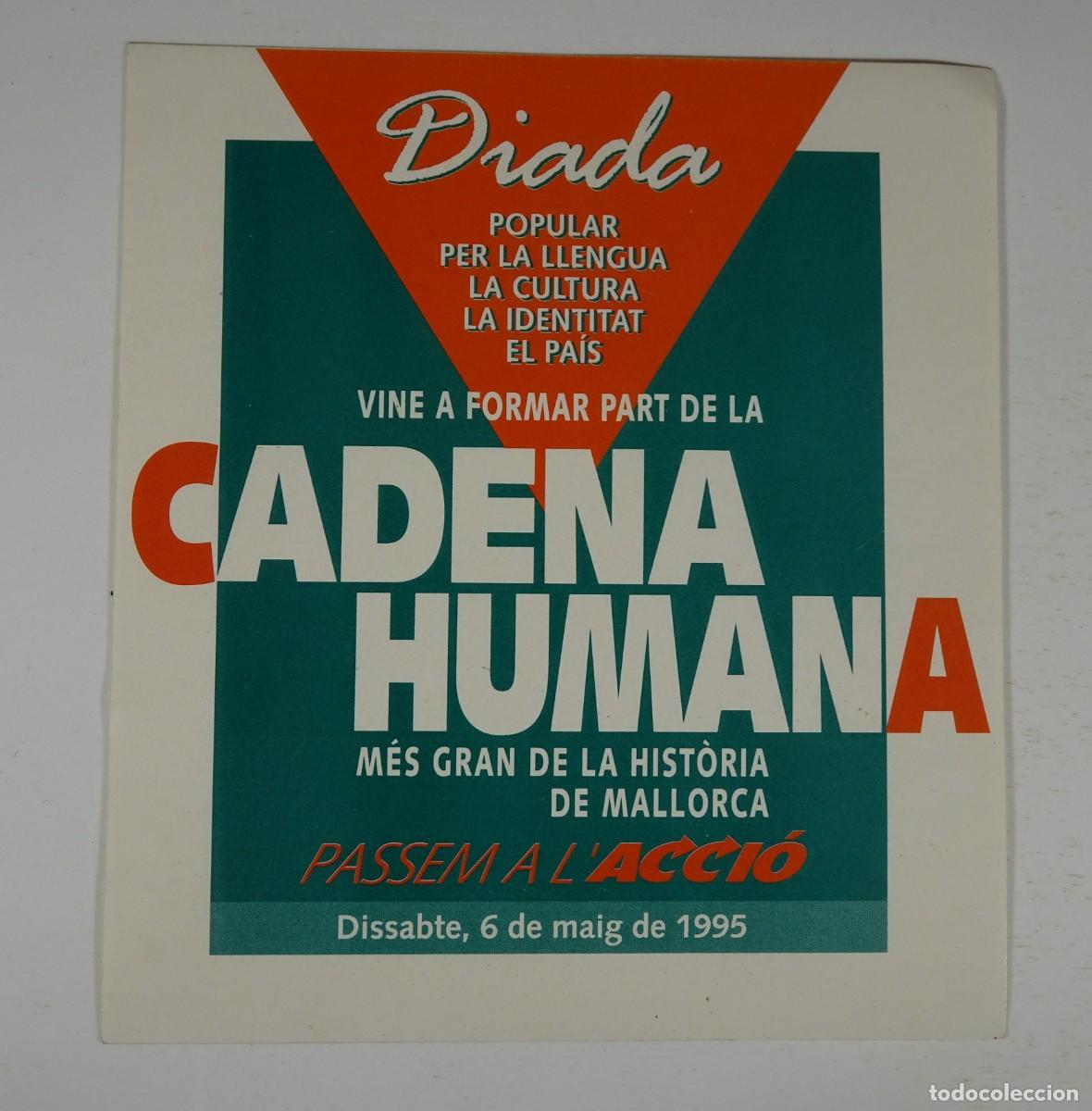 Pegatinas de colecci&oacute;n: ADHESIVO PEGATINA POL&Iacute;TICA, PASSEM A L&acute;ACCI&Oacute;, CADENA HUMANA , MALLORCA 1995, OBRA CULTURAL BALEAR