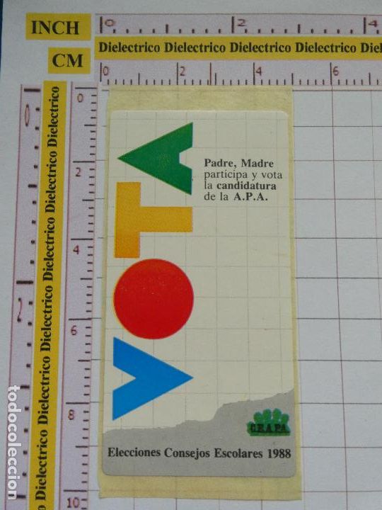 Autocolantes de cole&ccedil;&atilde;o: PEGATINA POL&Iacute;TICA SINDICAL. CANDIDATURA APA VOTA CONSEJOS ESCOLARES 1988. 283