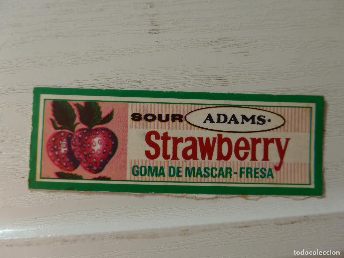 Adesivi di collezione: PEGATINA REVISTA GARBO SOUR ADAMS STRAWBERRY GOMA DE MASCAR-FRESA