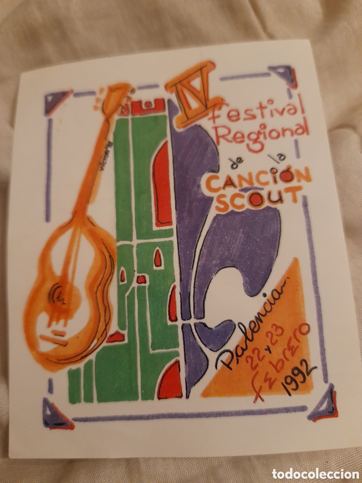 Autocollants de collection: Antigua pegatina, IV Festival Regional de la Canci&oacute;n Scouts, Palencia 1992
