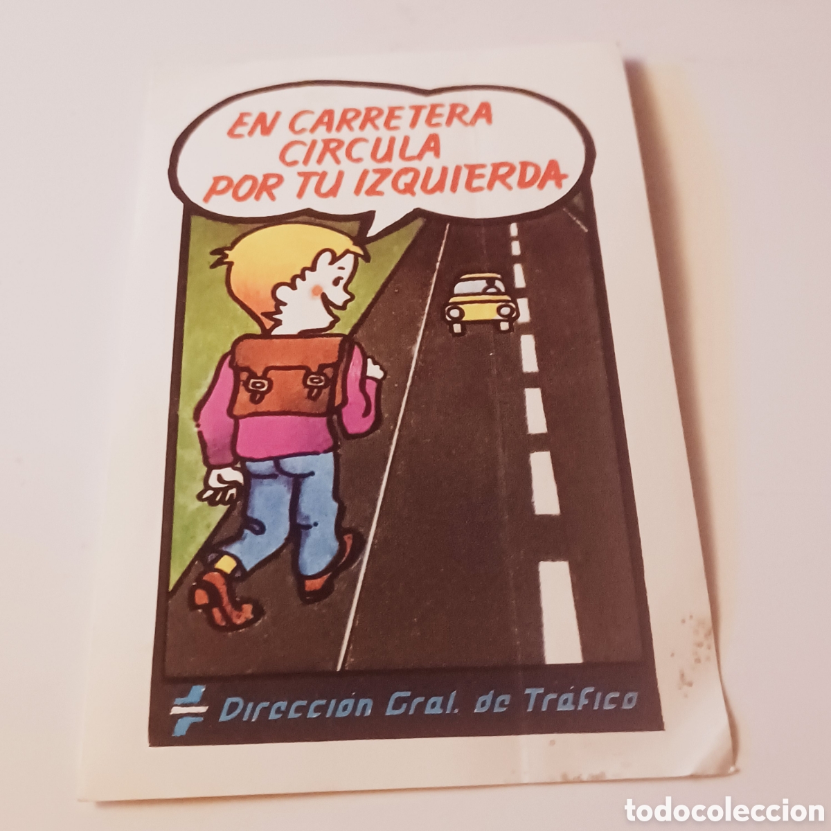Pegatinas de colecci&oacute;n: Pegatina Adhesivo a&ntilde;os 80 DGT Direcci&oacute;n General de Tr&aacute;fico peat&oacute;n circulaci&oacute;n por izquierda 10x7 cm