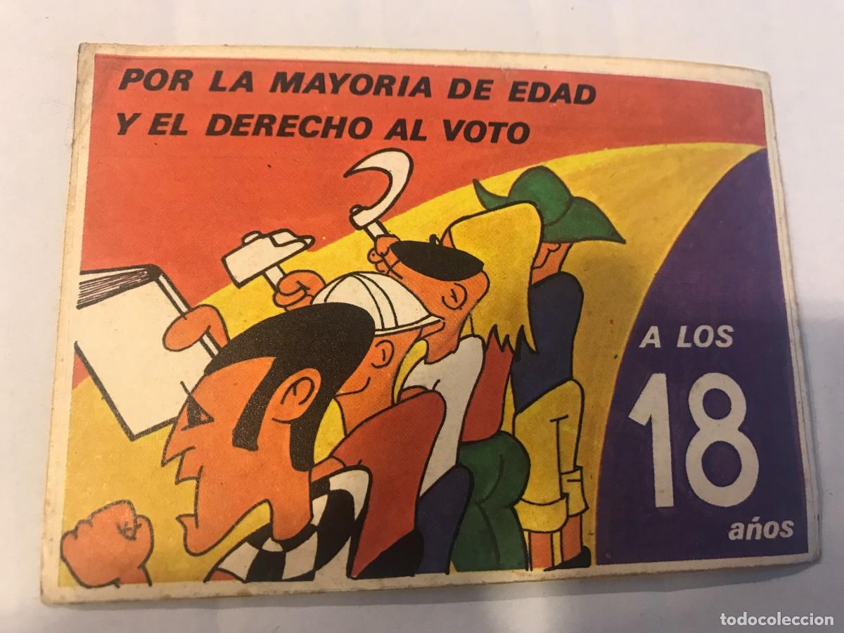 Autocollants de collection: PEGATINA. POR LA MAYOR&Iacute;A DE EDAD Y EL DERECHO AL VOTO A LOS 18 A&Ntilde;OS. 10 X 7CM