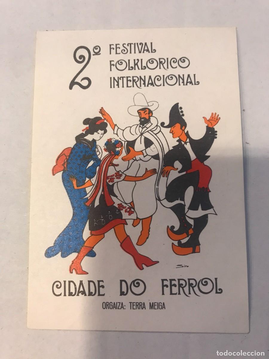Autocollants de collection: PEGATINA. 2&ordm; FESTIVAL FOLKL&Oacute;RICO INTERNACIONAL. CIDADE DO FERROL. ORGAIZA: TERRA MEIGA. 10 X 7CM