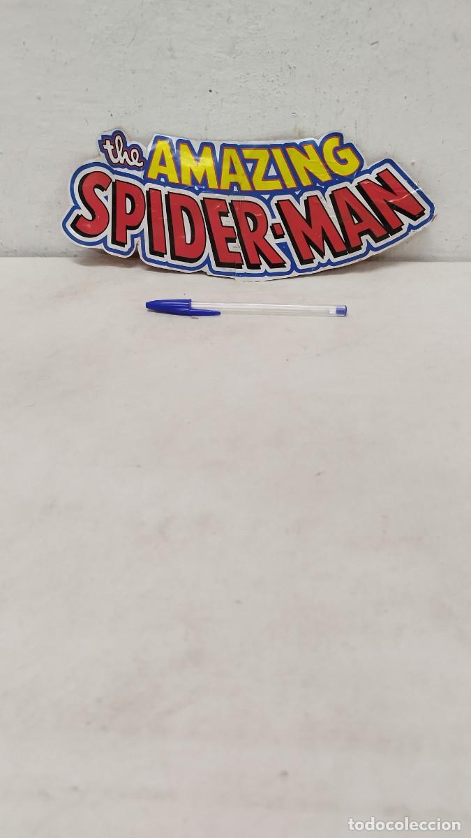 Pegatinas de colecci&oacute;n: Antigua Pegatina Adhesivo de Spiderman pegada en una cartulina.Original de la &eacute;poca Marvel.