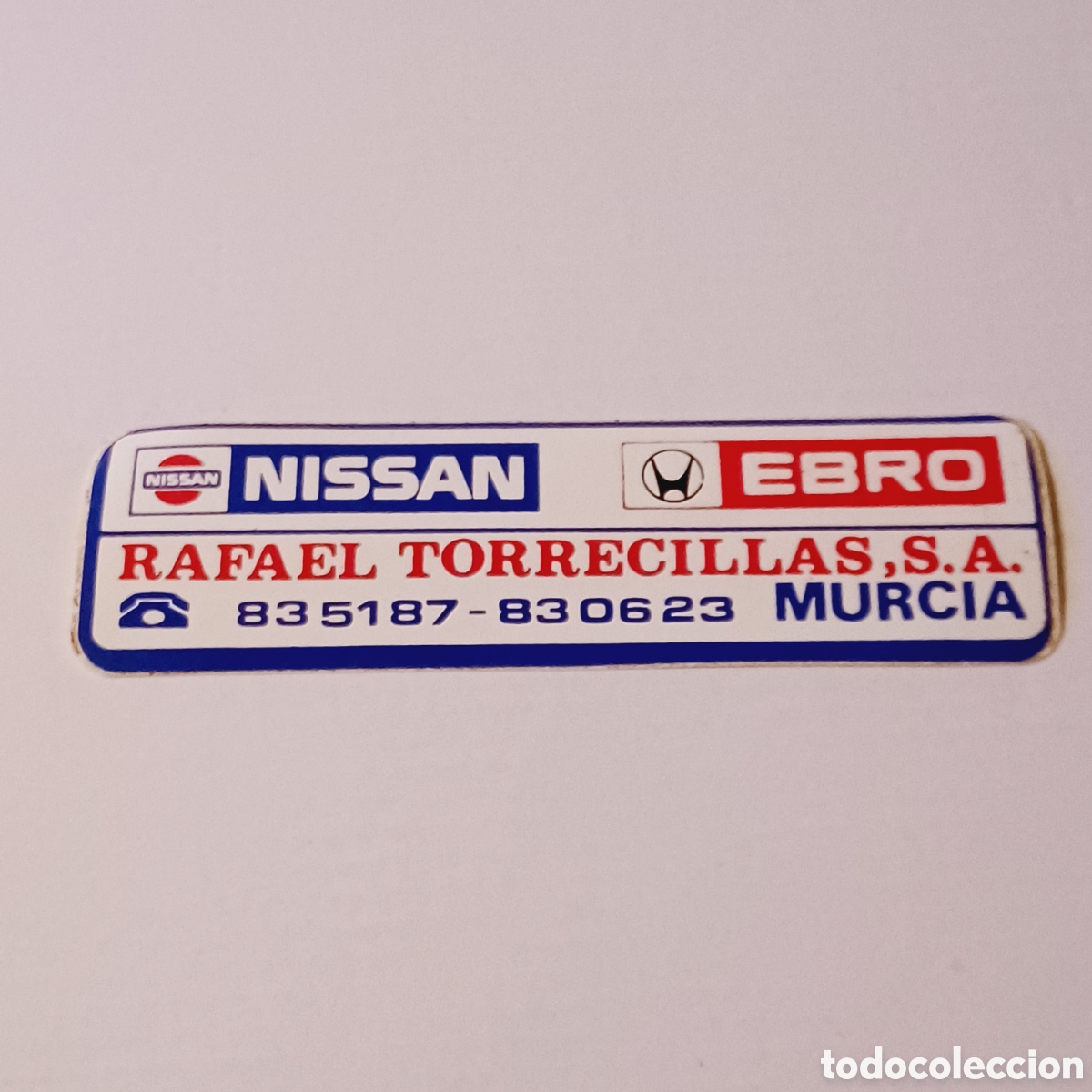 Pegatinas de colecci&oacute;n: Pegatina Adhesivo 14,5x4 cm concesionario Nissan Ebro Rafel Torrecillas Murcia a&ntilde;os 80 de 14,5x4 cm