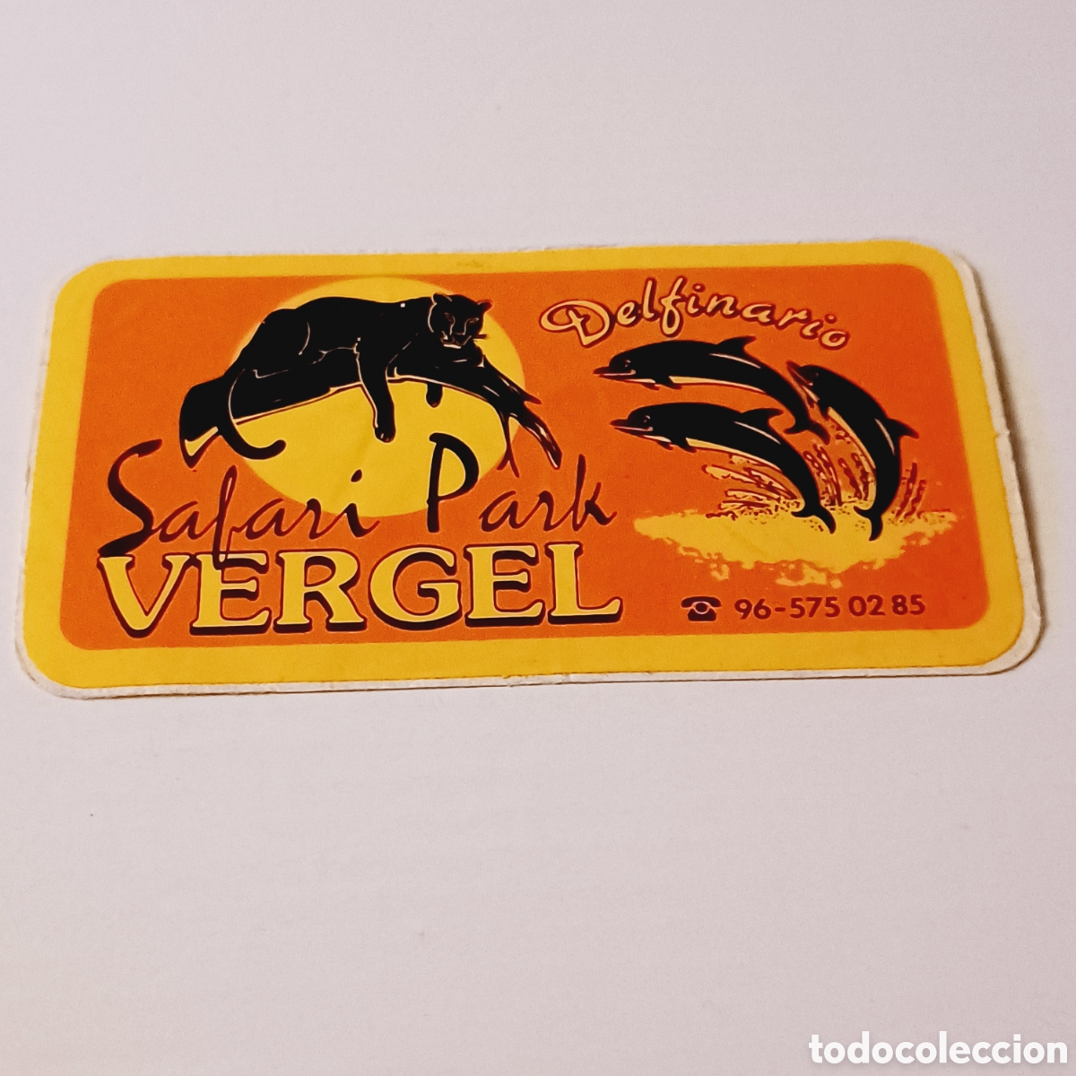 Autocolantes de cole&ccedil;&atilde;o: Pegatina Adhesivo a&ntilde;os 80 Safari Park Vergel Alicante Comunidad de Valencia Delfinario 11x6 cm