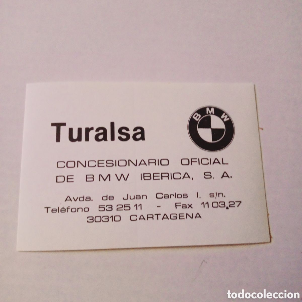 Pegatinas de colecci&oacute;n: Pegatina Adhesivo a&ntilde;os 80 concesionario oficial coches BMW Ib&eacute;rica Turalsa Cartagena 9,5x6,5 cm