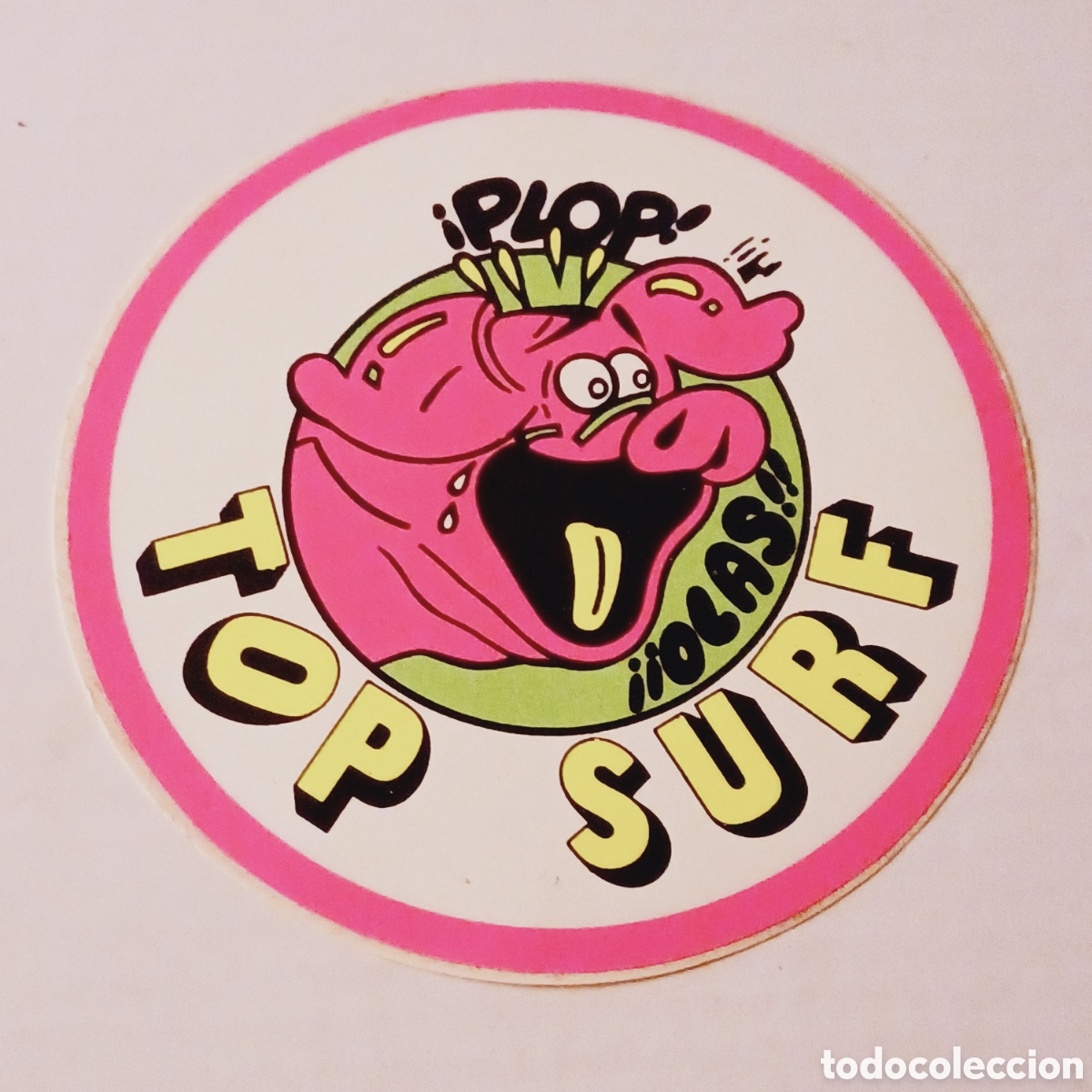 Pegatinas de colecci&oacute;n: Pegatina Adhesivo a&ntilde;os 80 Plop! Olas! Top Surf 10 cm diametro