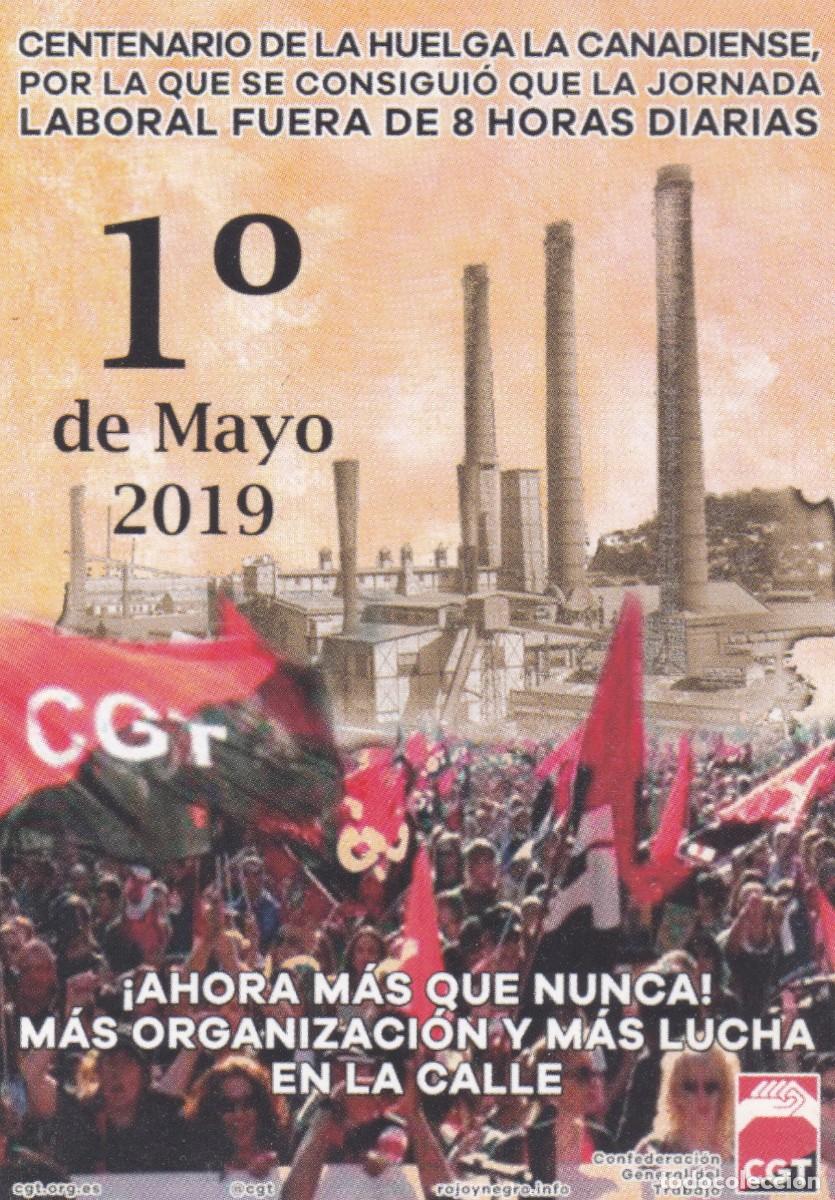 Autocollants de collection: PEGATINA CGT. 1&ordm; DE MAYO 2019. CENTENARIO DE LA HUELGA LA CANADIENSE